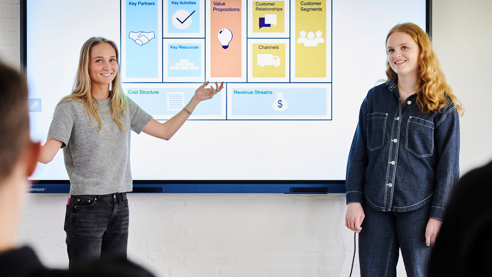 To studerende der præsentere foran deres klasse